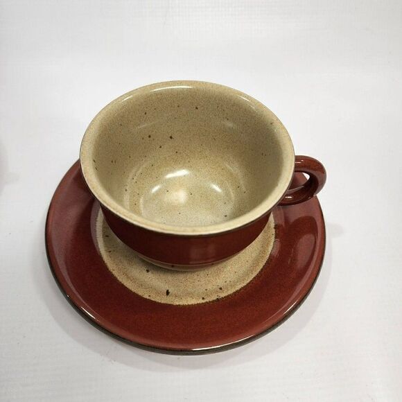 Set of 2 - Mikasa Bob Van Allen Teacup & Saucer Burgundy P1101 Japan - Picture 3 of 7